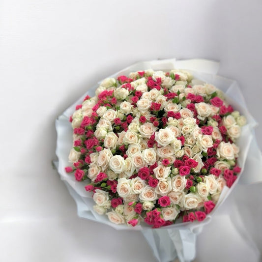 Bouquet of 100 spray roses with same day flower delivery, fresh floral gift from local florist, perfect for special occasions, free shipping included