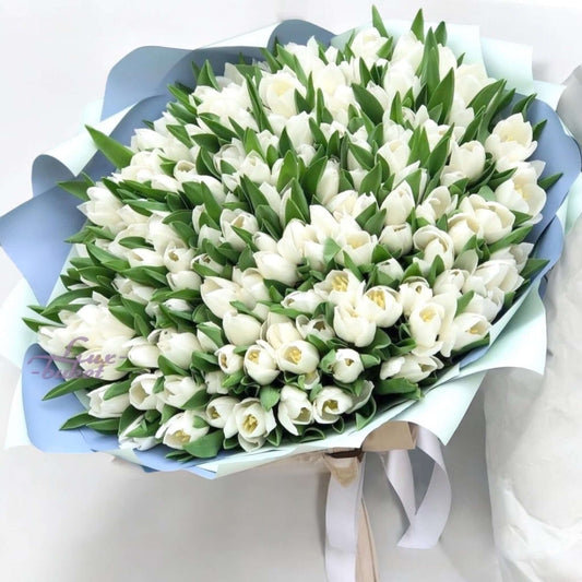 Large bouquet of 150 fresh white tulips – same day flower delivery near me Los Angeles