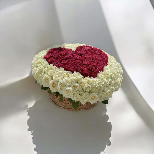 Luxurious 250 red roses in elegant basket with fast same day flower delivery near me in Los Angeles perfect for birthday | sympathy | funeral or love gift
