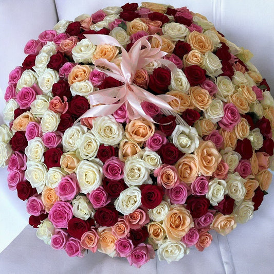Fresh mixed roses basket for same day flower delivery near me in Los Angeles