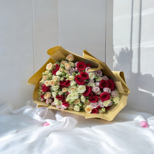 Fresh bouquet of mixed spray roses for same day flower delivery from local florist near you with free shipping, perfect gift for any occasion USA-wide.