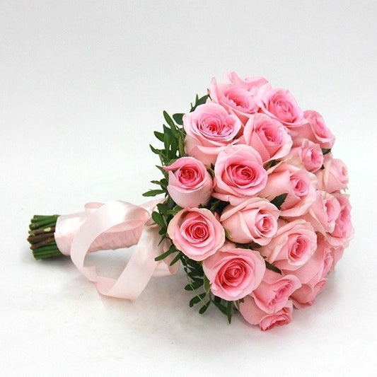 Elegant pink bridal bouquet with fresh flowers, same day delivery in Los Angeles