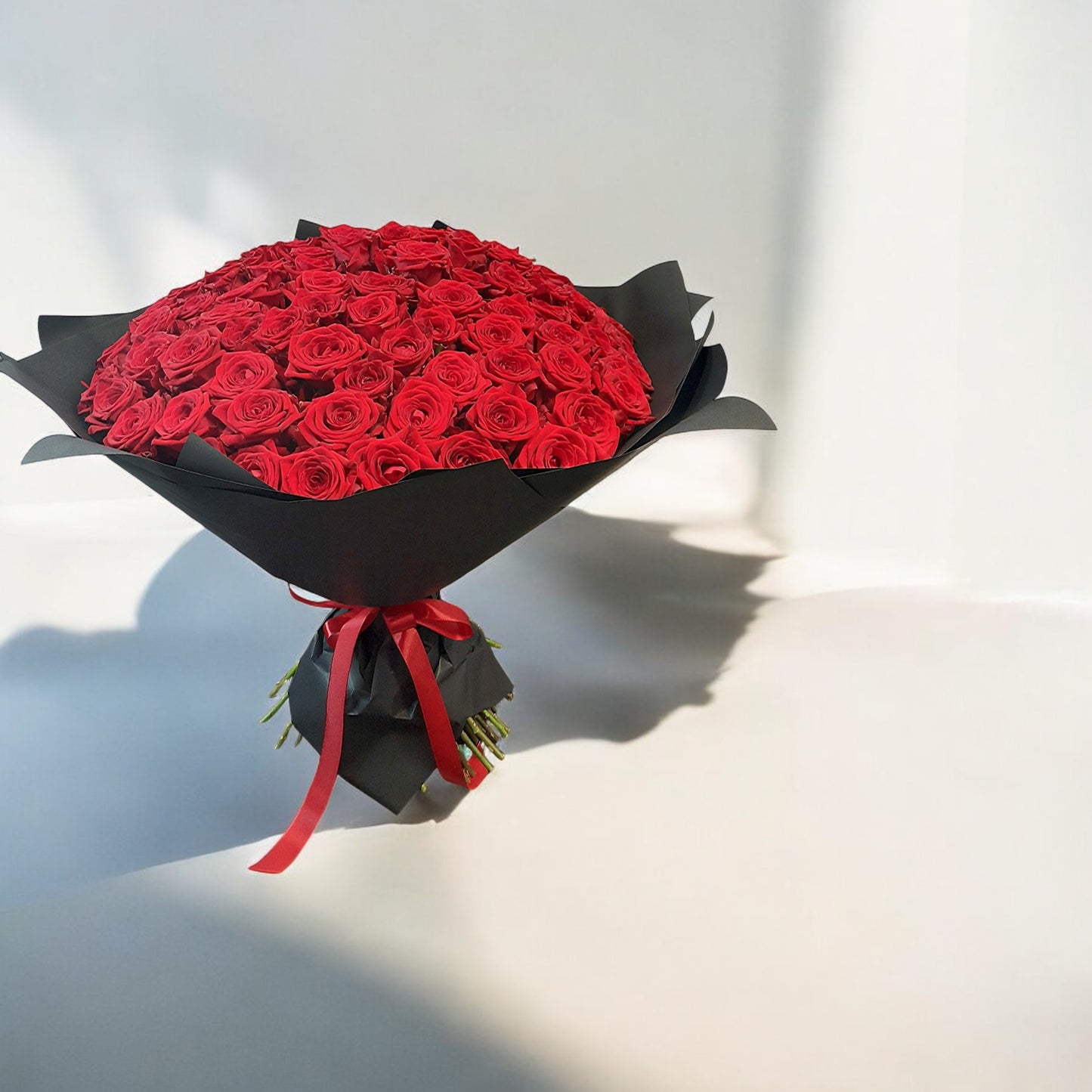 Elegant long stem red rose bouquet for same day flower delivery Los Angeles
