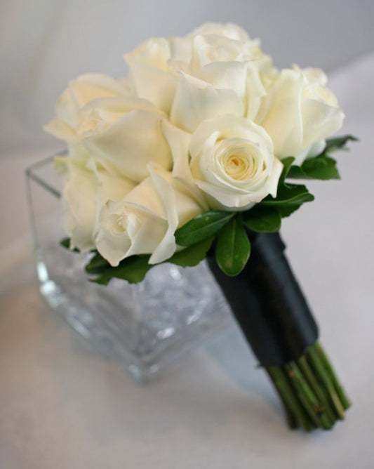 Wedding bouquet with white roses, same day flower delivery in Los Angeles area