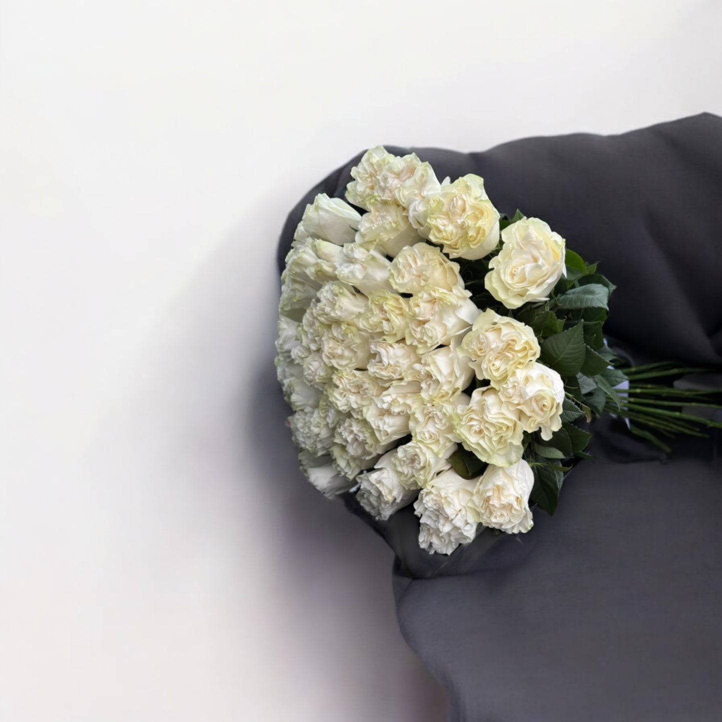50 Fresh White Roses Bouquet
