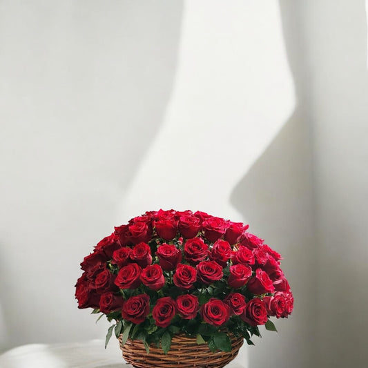 30 Red Roses in a Basket