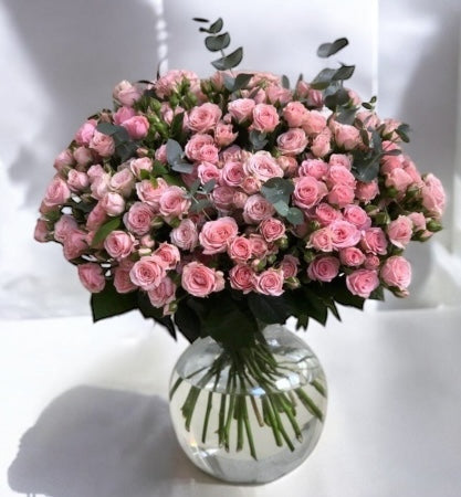 Bush Pink Roses in a Vase