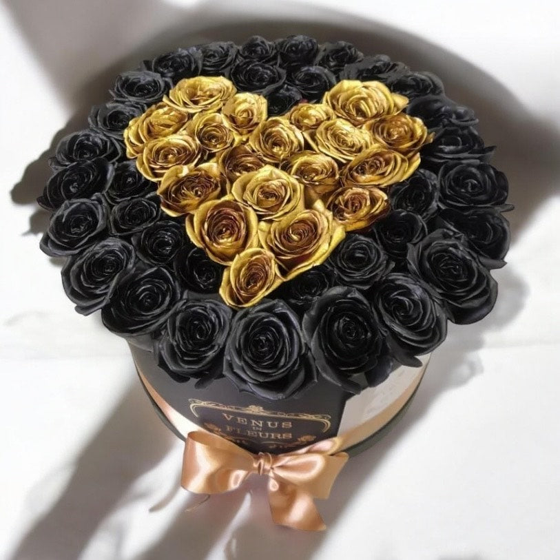 Heart of Black and Gold Roses