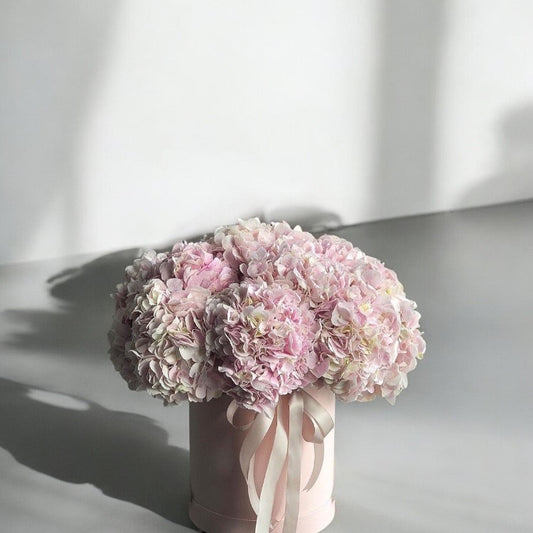 Pink Hydrangeas in a Box