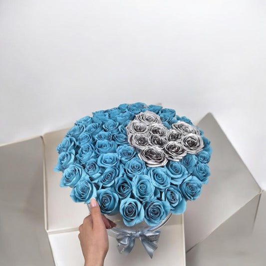 Blue and silver roses